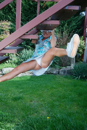 Blonde Flashes Pussy Outdoors — photo 3