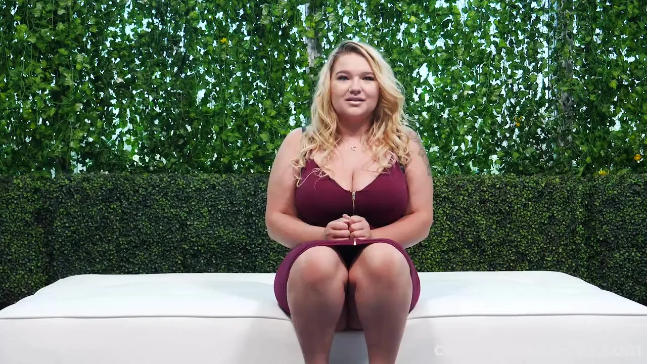 Chubby Blonde Blowjob For Black Guy at Casting
